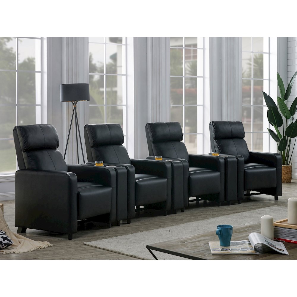 Toohey Upholstered Tufted Recliner Living Room Set Black. Picture 11