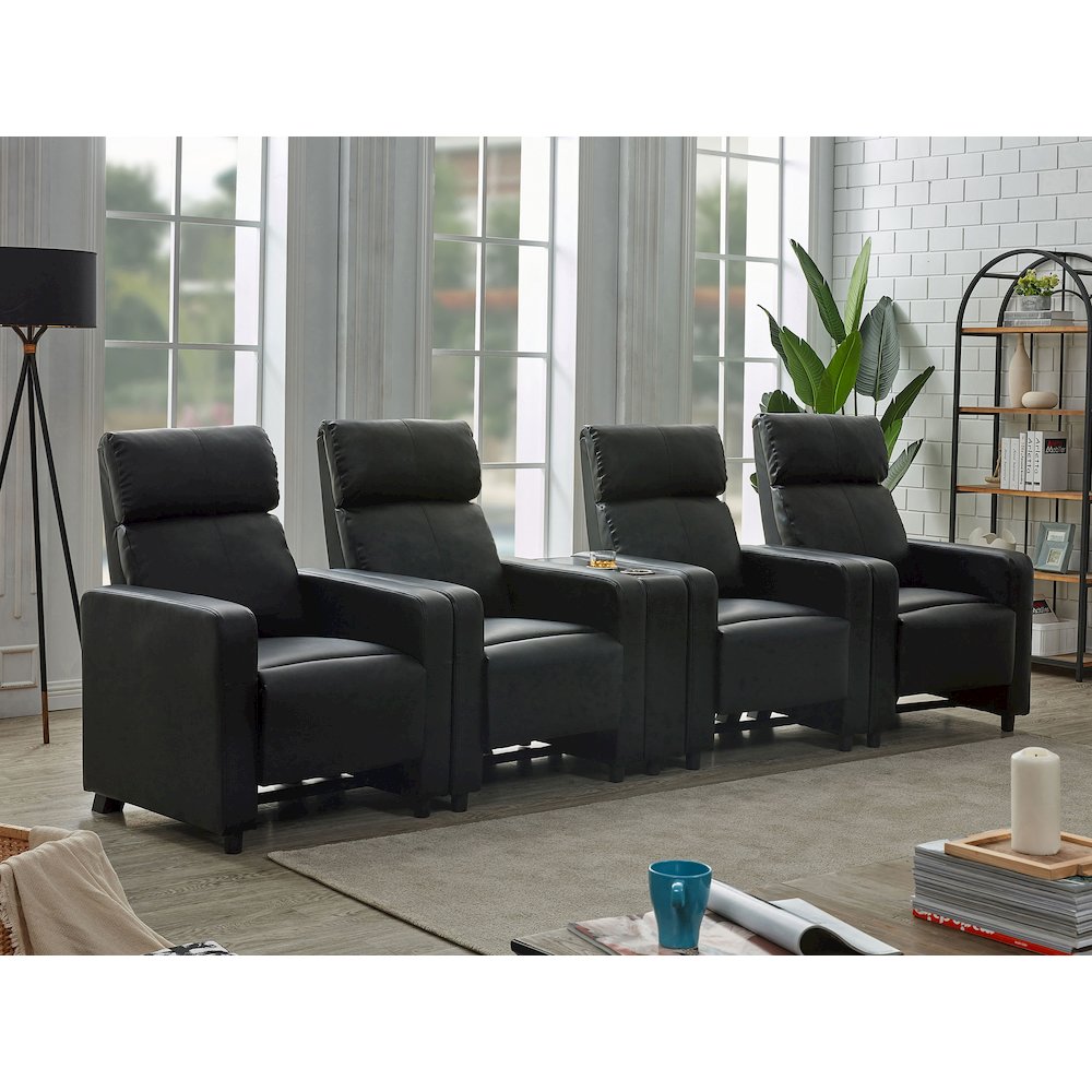 Toohey Upholstered Tufted Recliner Living Room Set Black. Picture 12