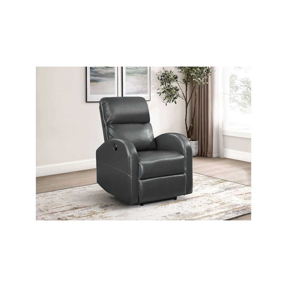 Grant Upholstered Power Recliner Chair Grey. Picture 9