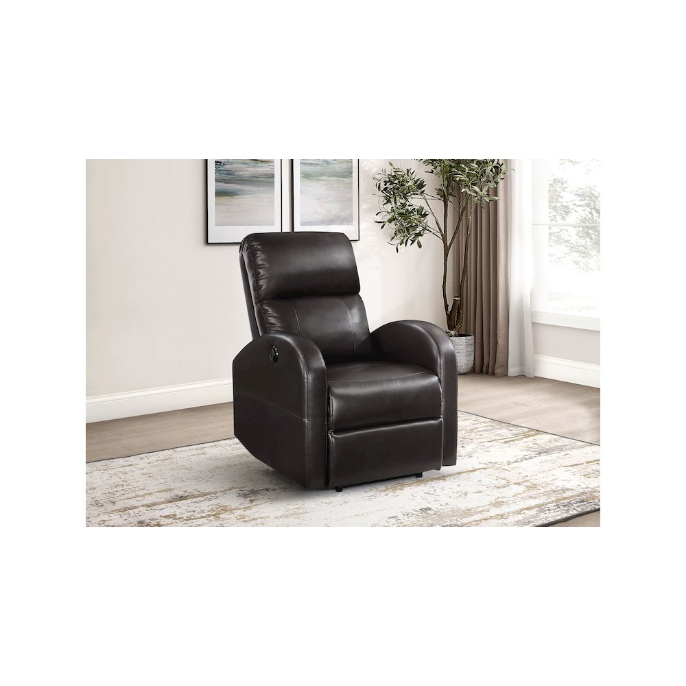 Grant Upholstered Power Recliner Chair Brown. Picture 9