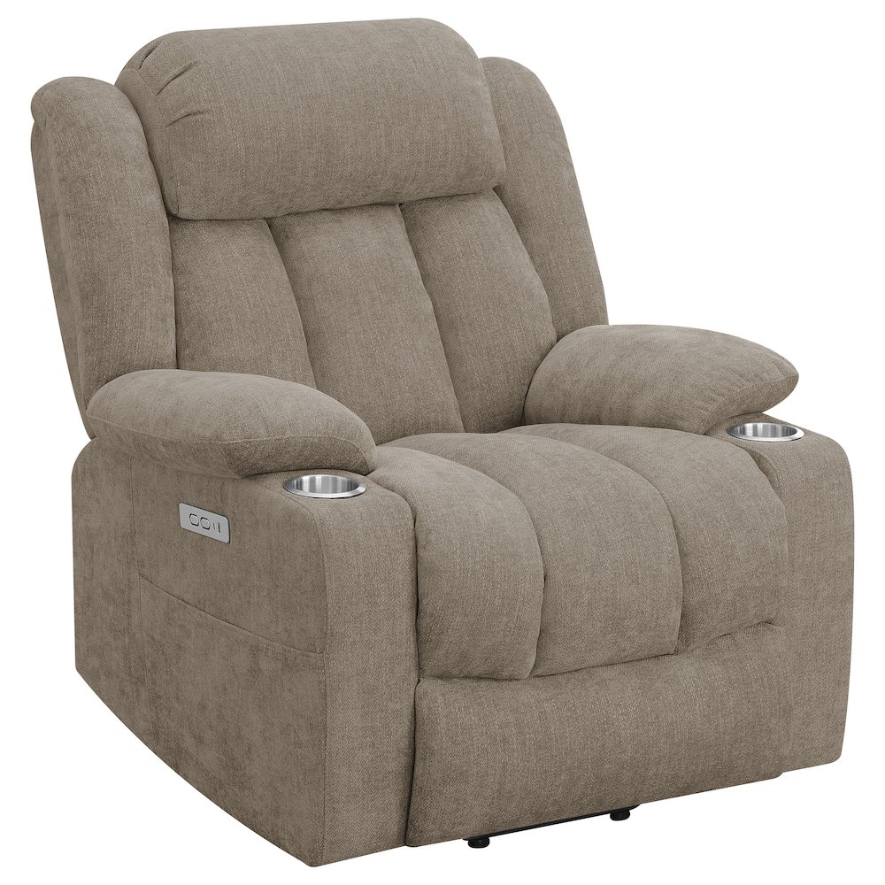 Houston Upholstered Power Lift Recliner Chair Camel. Picture 2