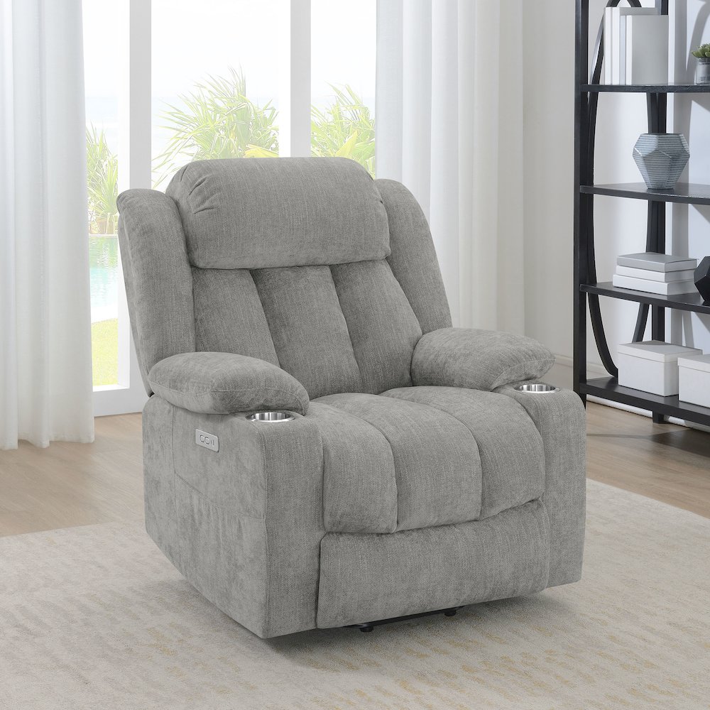 Houston Upholstered Power Lift Recliner Grey. Picture 13