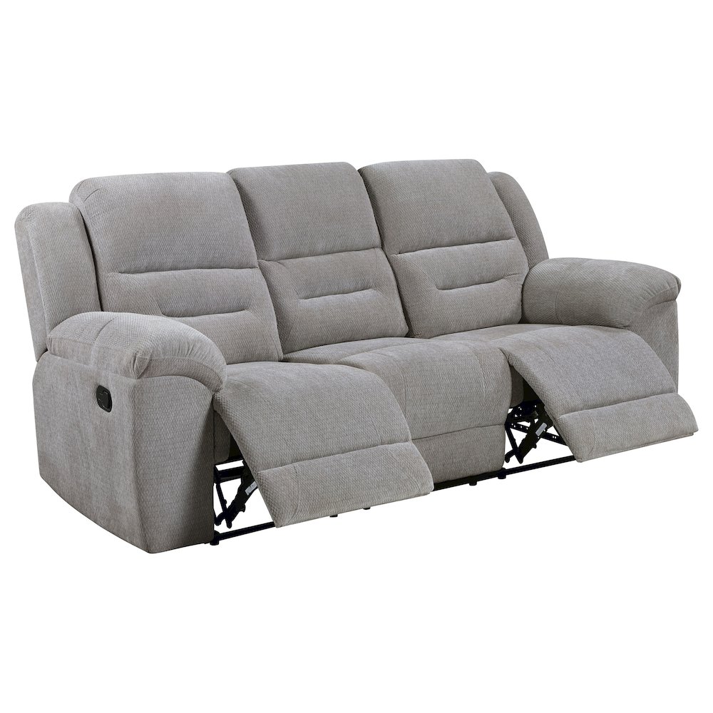 Gilson Chenille Upholstered Reclining Sofa Grey. Picture 3