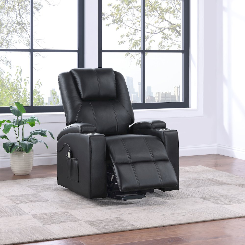 Armstrong Upholstered Power Lift Massage Recliner Black. Picture 11