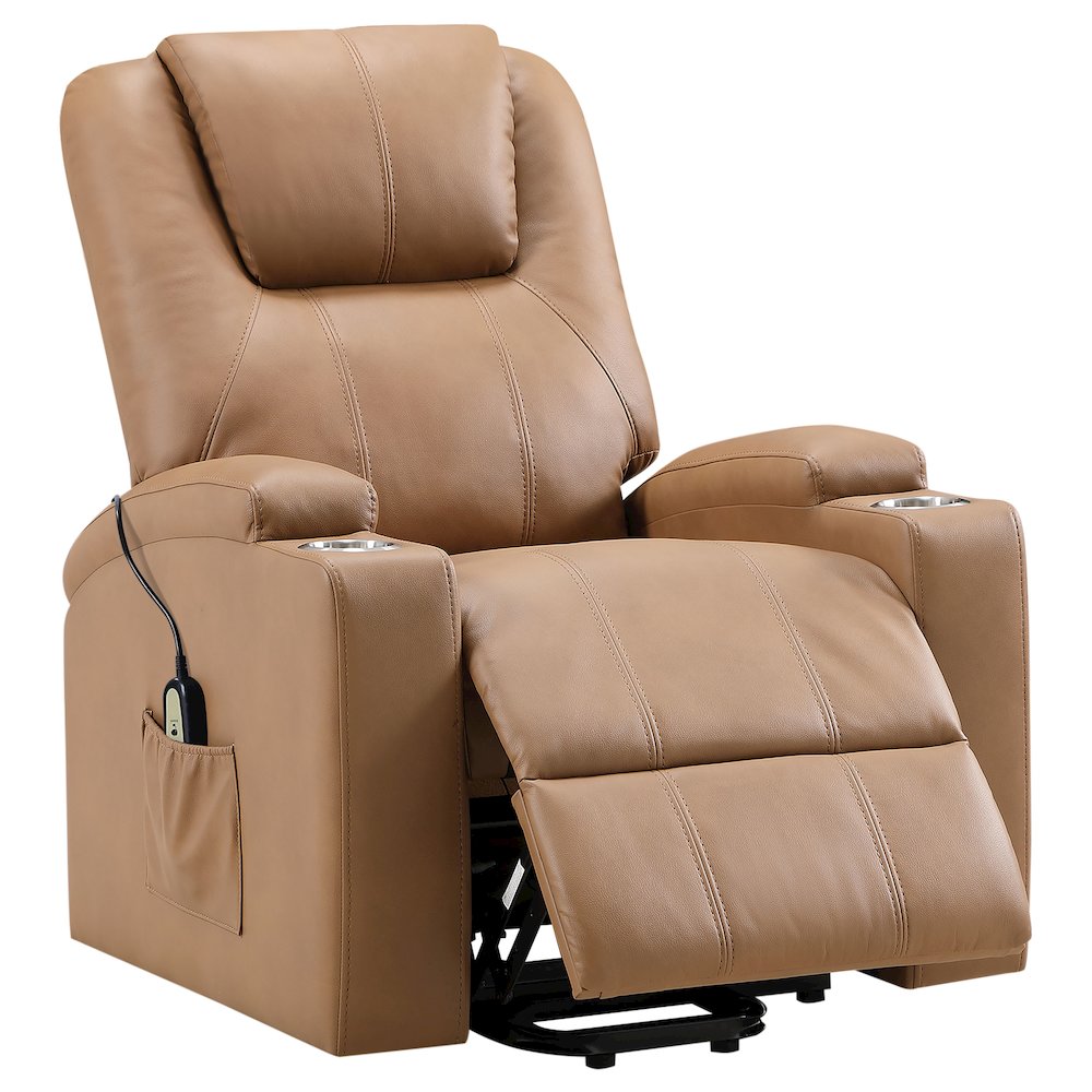 Armstrong Upholstered Power Lift Massage Recliner Camel. Picture 3