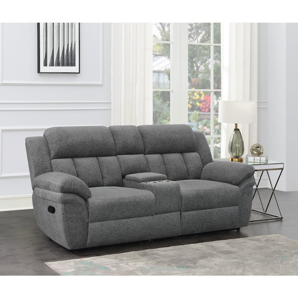 Bahrain Upholstered Motion Loveseat Charcoal. Picture 11