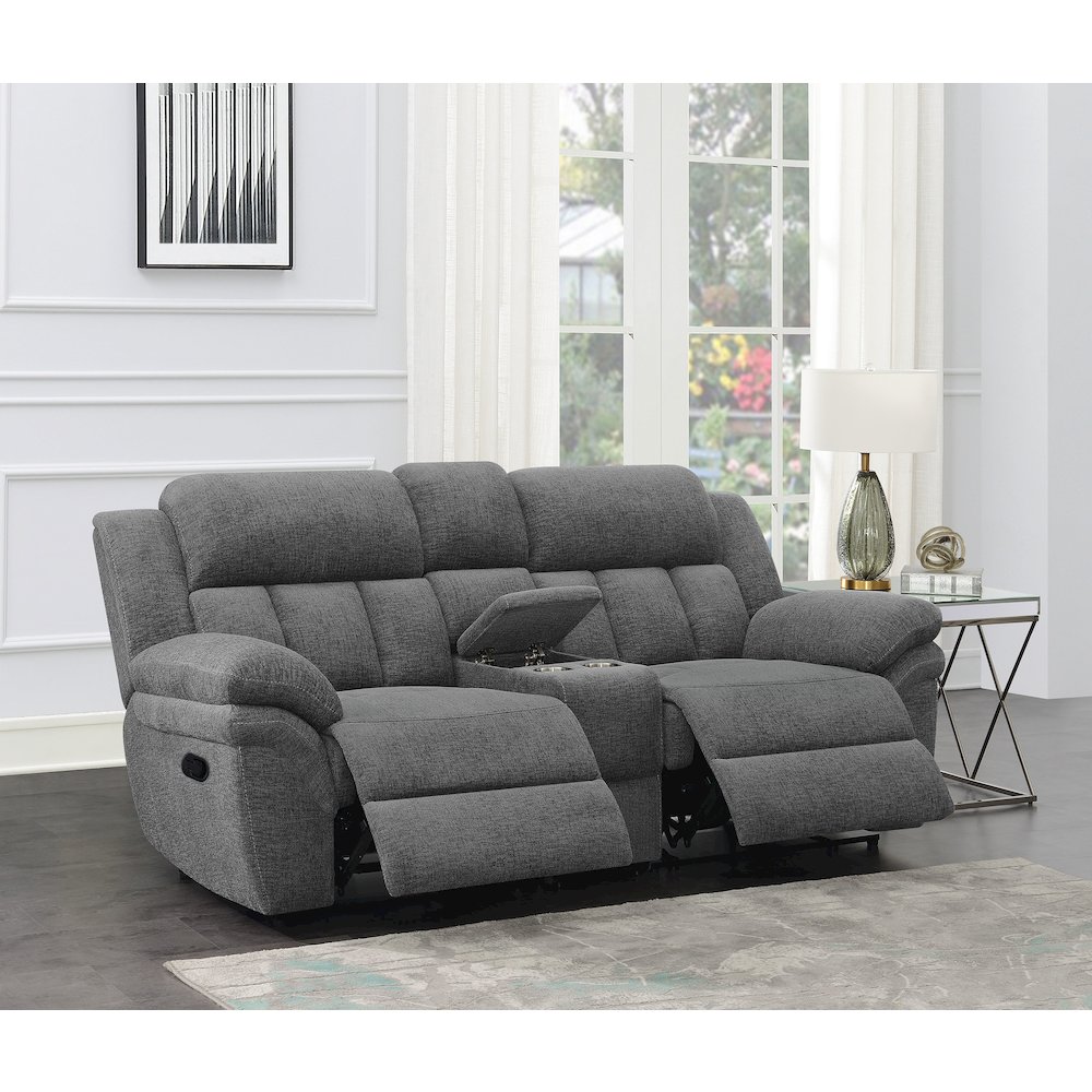 Bahrain Upholstered Motion Loveseat Charcoal. Picture 12
