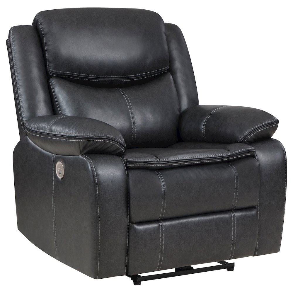 Sycamore Upholstered Power Recliner Chair Dark Grey. Picture 2