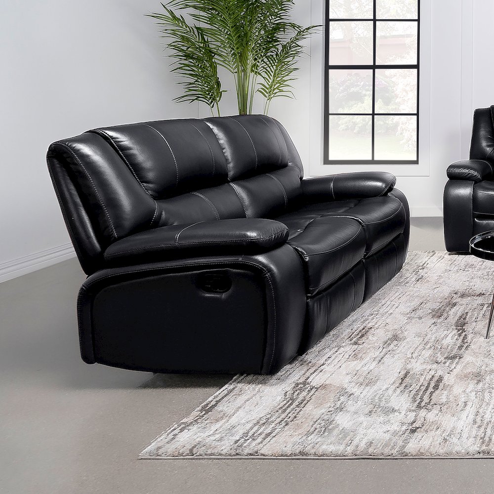 Camila Upholstered Motion Reclining Loveseat Black. Picture 8