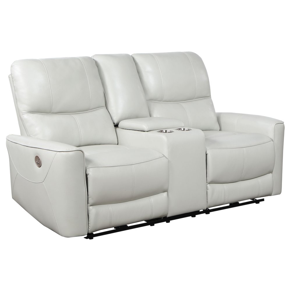 Greenfield Upholstered Power Reclining Loveseat Dove Grey. Picture 2