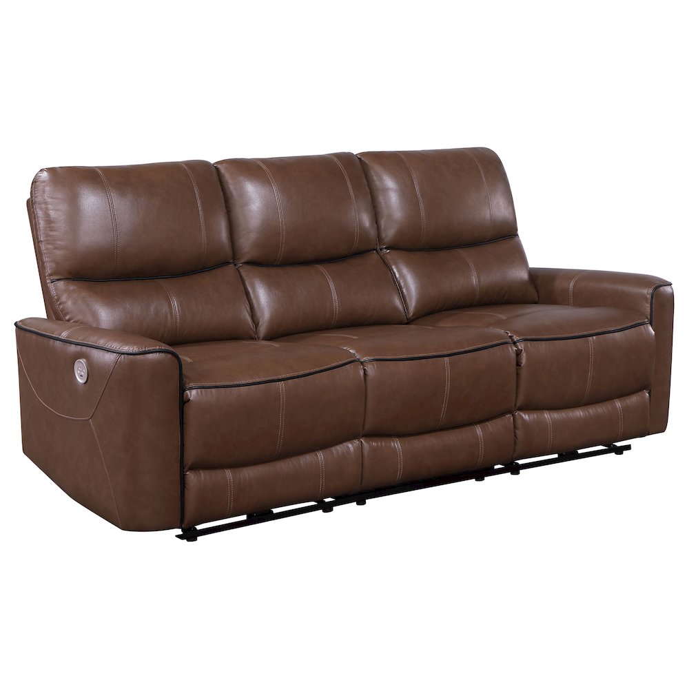 Greenfield Upholstered Power Reclining Sofa Saddle Brown. Picture 2