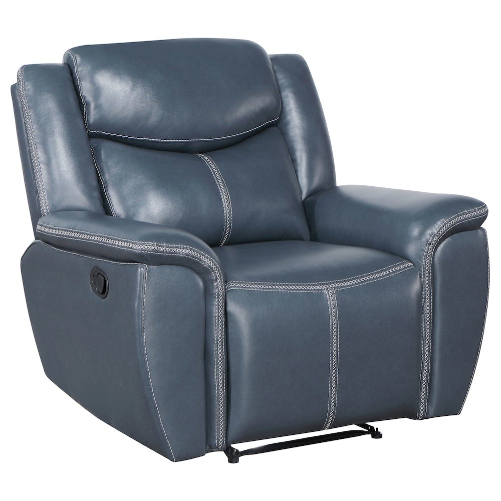 Sloane Upholstered Padded Arm Recliner Chair Blue. Picture 2