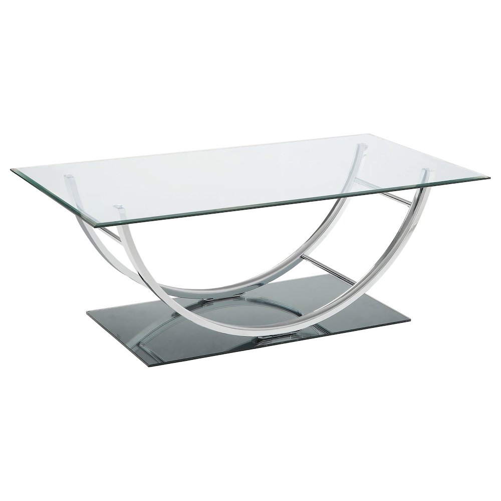 Danville 3-piece Glass Top Coffee and End Table Set Chrome. Picture 7