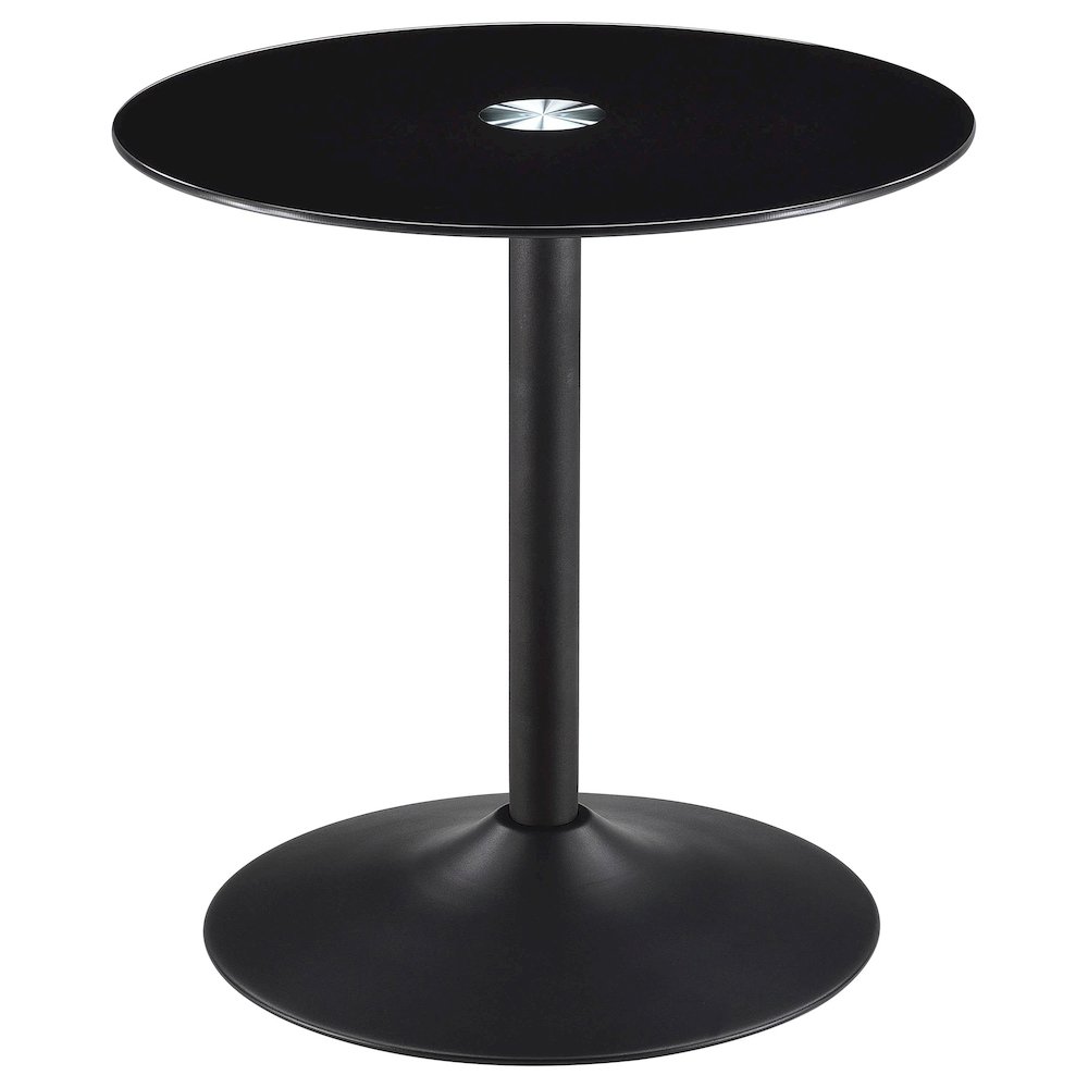 Ganso 3-piece Round Glass Top Coffee and End Table Set Black. Picture 4