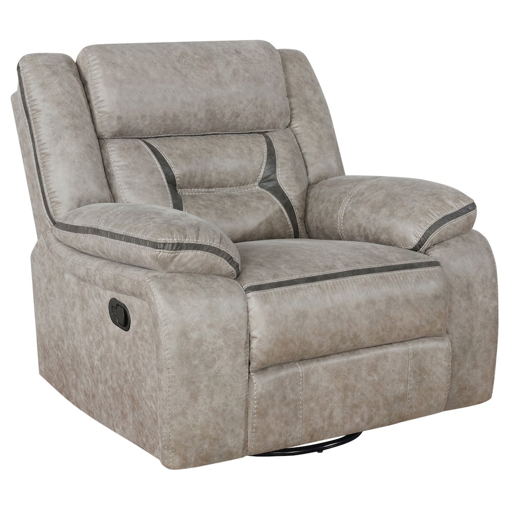 Greer Upholstered Swivel Glider Recliner Chair Taupe. Picture 2