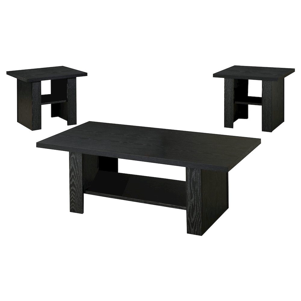 Rodez 3-piece Engineered Wood Coffee Table Set Black Oak. Picture 2