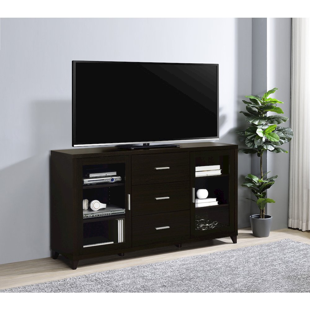Lewes 2-door Engineered Wood 60" TV Stand Cappuccino. Picture 10