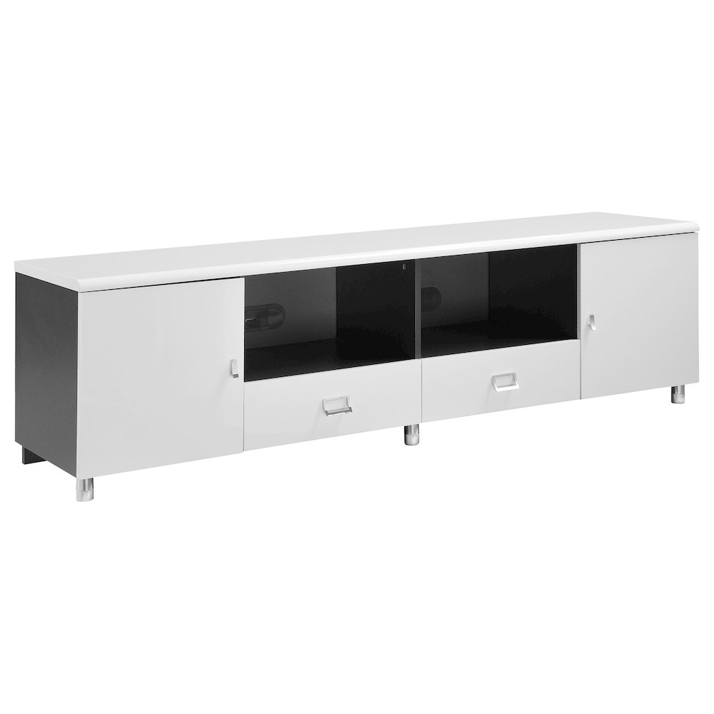Burkett 2-door Engineered Wood 71" TV Stand White High Gloss. Picture 2