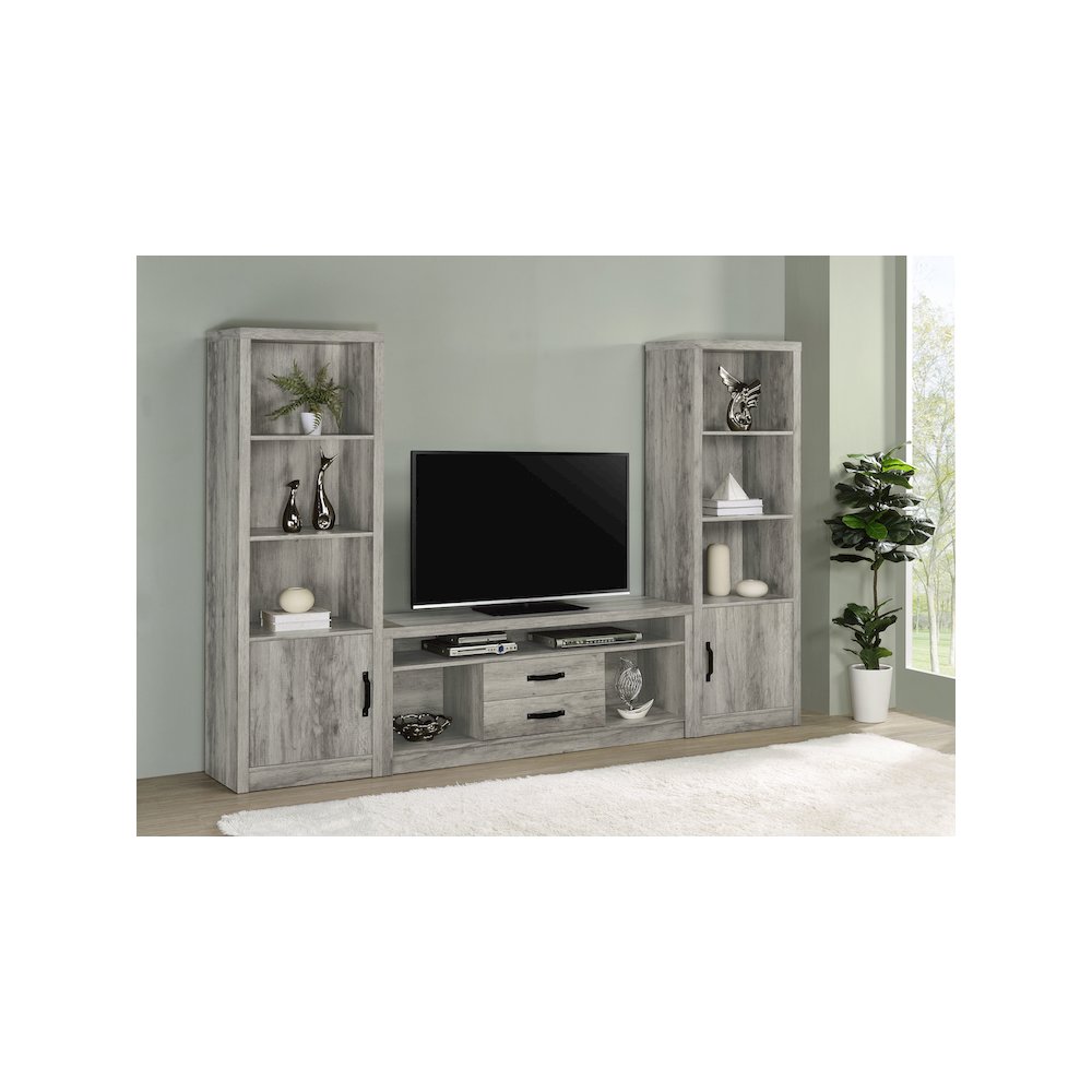 Burke 3-piece 59" TV Entertainment Center Grey Driftwood. Picture 13