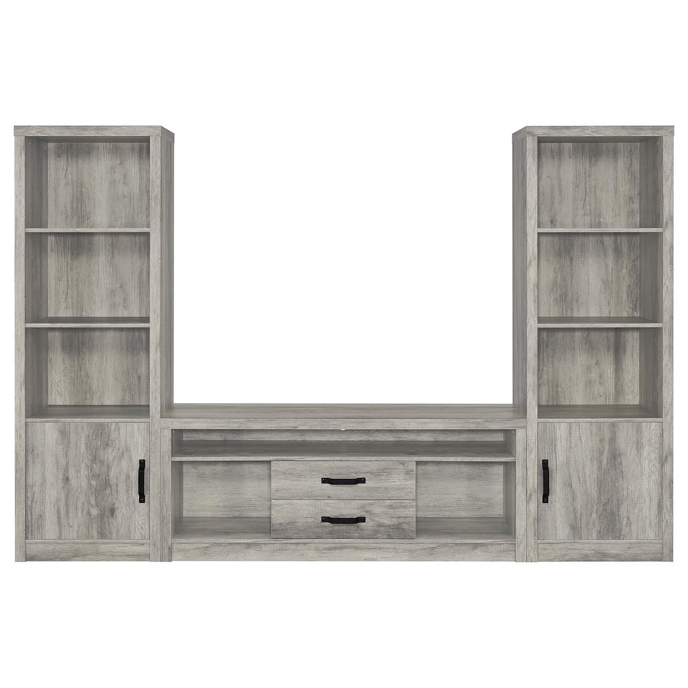 Burke 3-piece 59" TV Entertainment Center Grey Driftwood. Picture 2