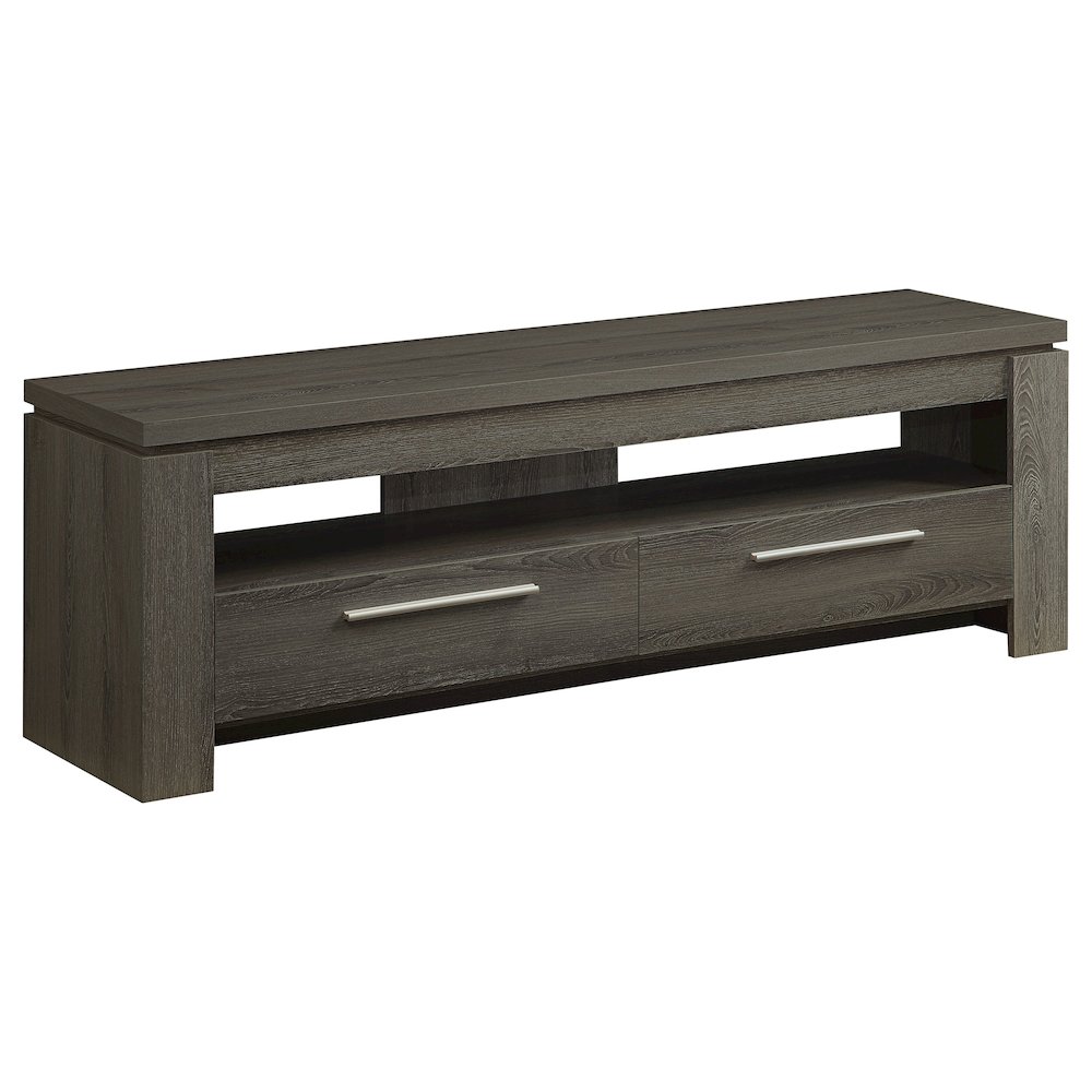 Elkton 2-drawer Engineered Wood 59" TV Stand Weathered Grey. Picture 2