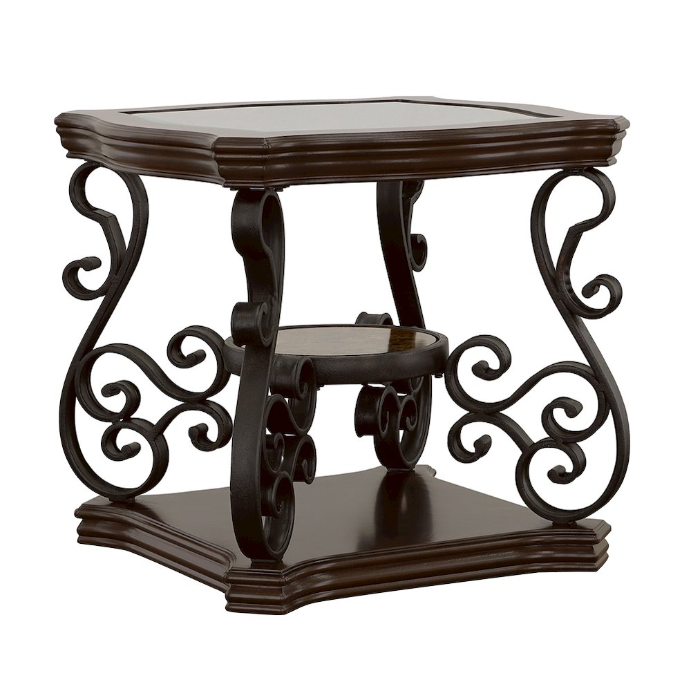 Laney 1-shelf Glass Top Rectangular End Table Deep Merlot. Picture 2