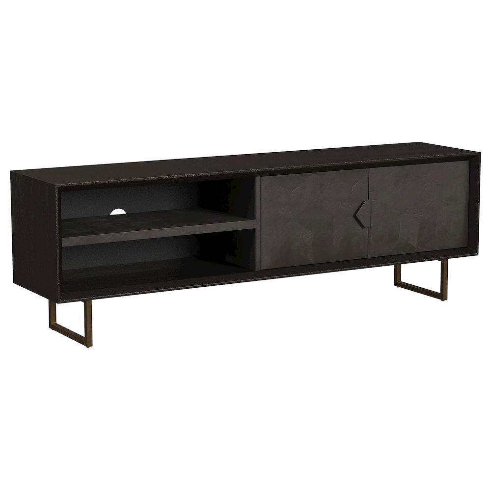 Marsden 2-door Mango Wood 70" TV Stand Charcoal Black. Picture 2