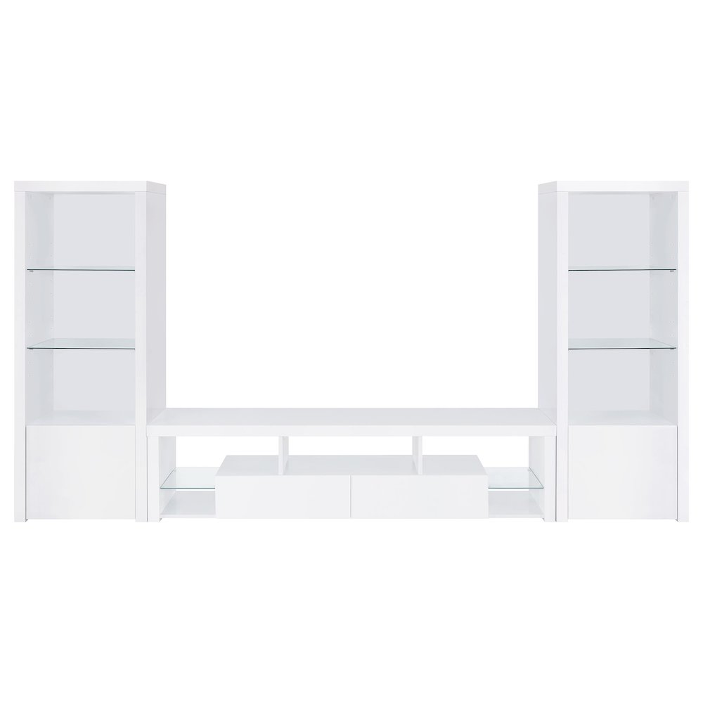 Jude 3-piece 71" TV Entertainment Center White High Gloss. Picture 2