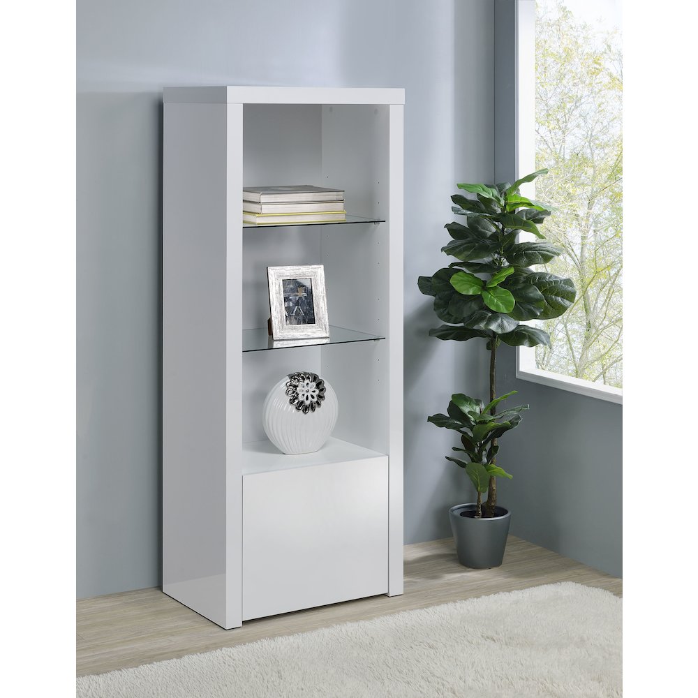Jude 3-shelf Engineered Wood Media Tower High Gloss White. Picture 11