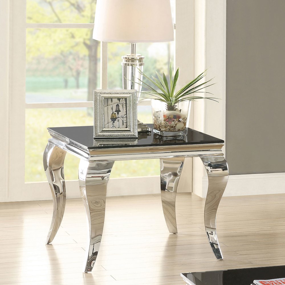 Carone Square End Table Chrome and Black. Picture 4