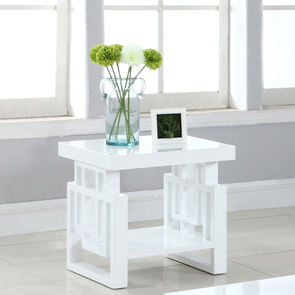 Schmitt Rectangular Side End Table White High Gloss. Picture 4