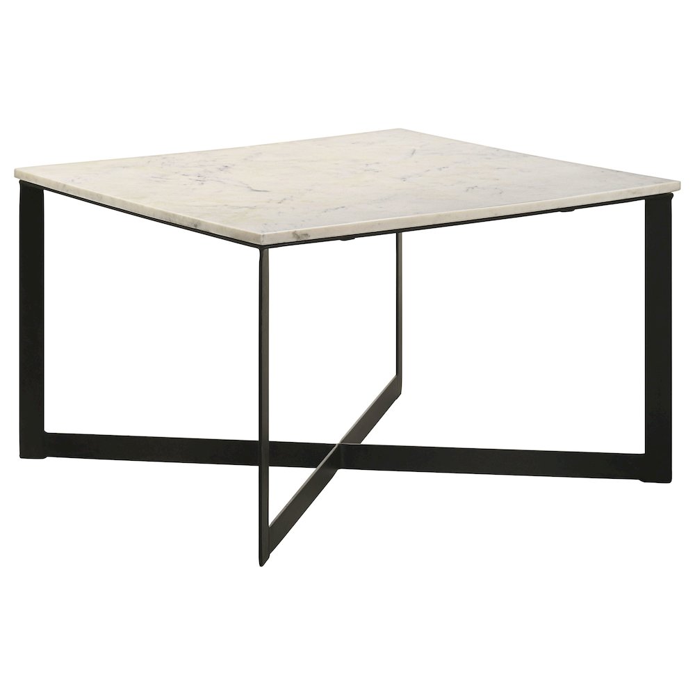 Tobin Square Marble Top Coffee Table White and Black. Picture 2
