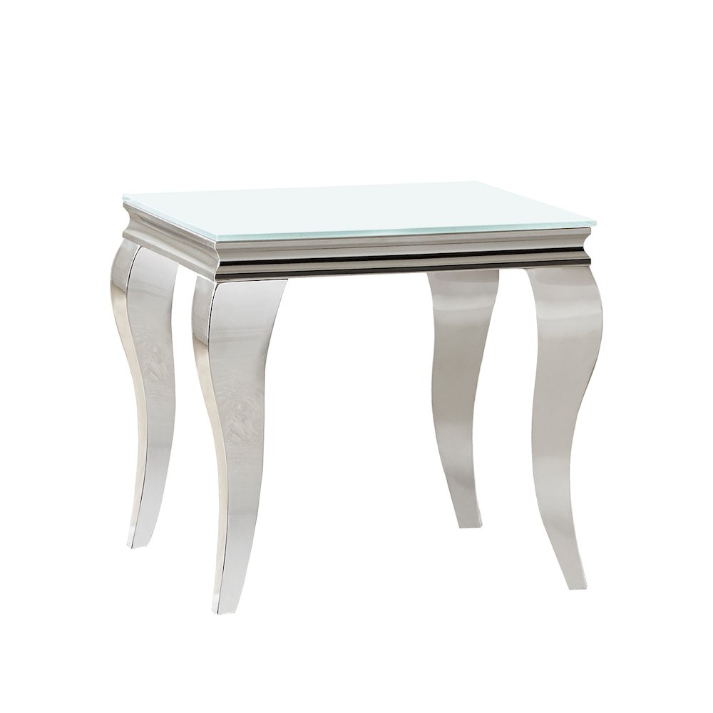 Carone Square End Table White and Chrome. Picture 2