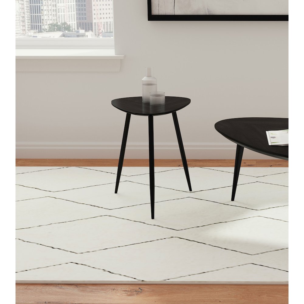Odessa Triangular Solid Wood End Table Black. Picture 11