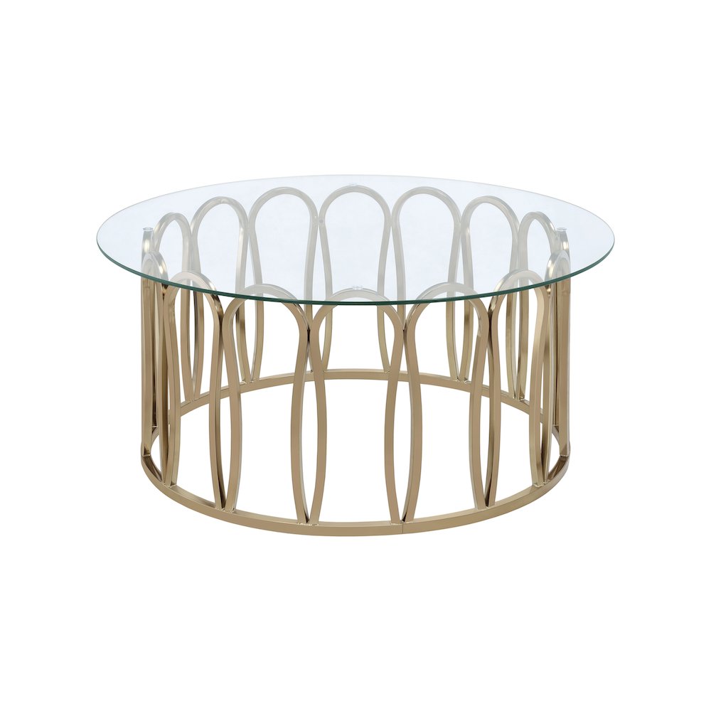 Monett Round Glass Top Coffee Table Chocolate Chrome. Picture 2