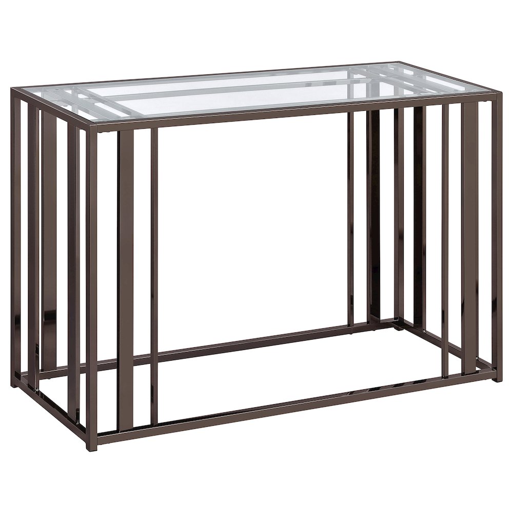 Adri Glass Top Entryway Sofa Console Table Black Nickel. Picture 2