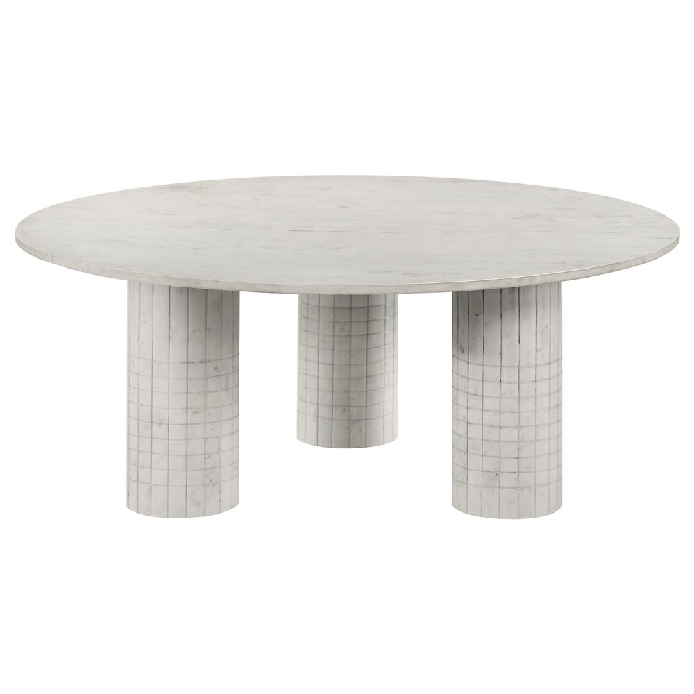 Astoria Round Genuine Marble Coffee Table White. Picture 2