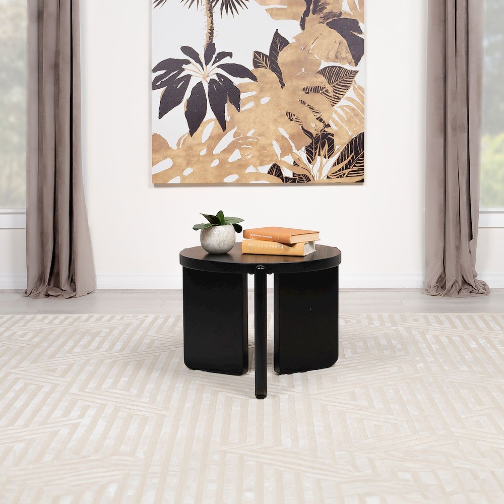 Cordova Round Solid Wood End Table Black. Picture 5