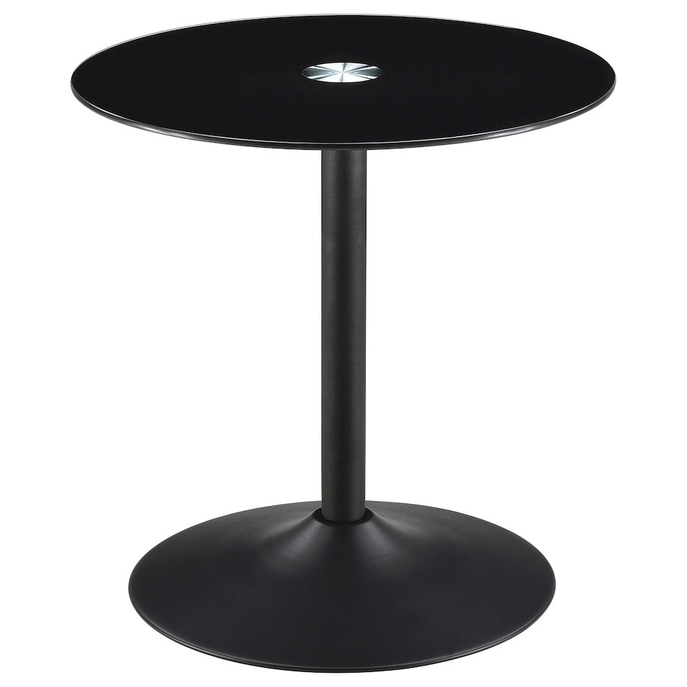 Ganso Round Metal End Table With Tempered Glass Top Black. Picture 2