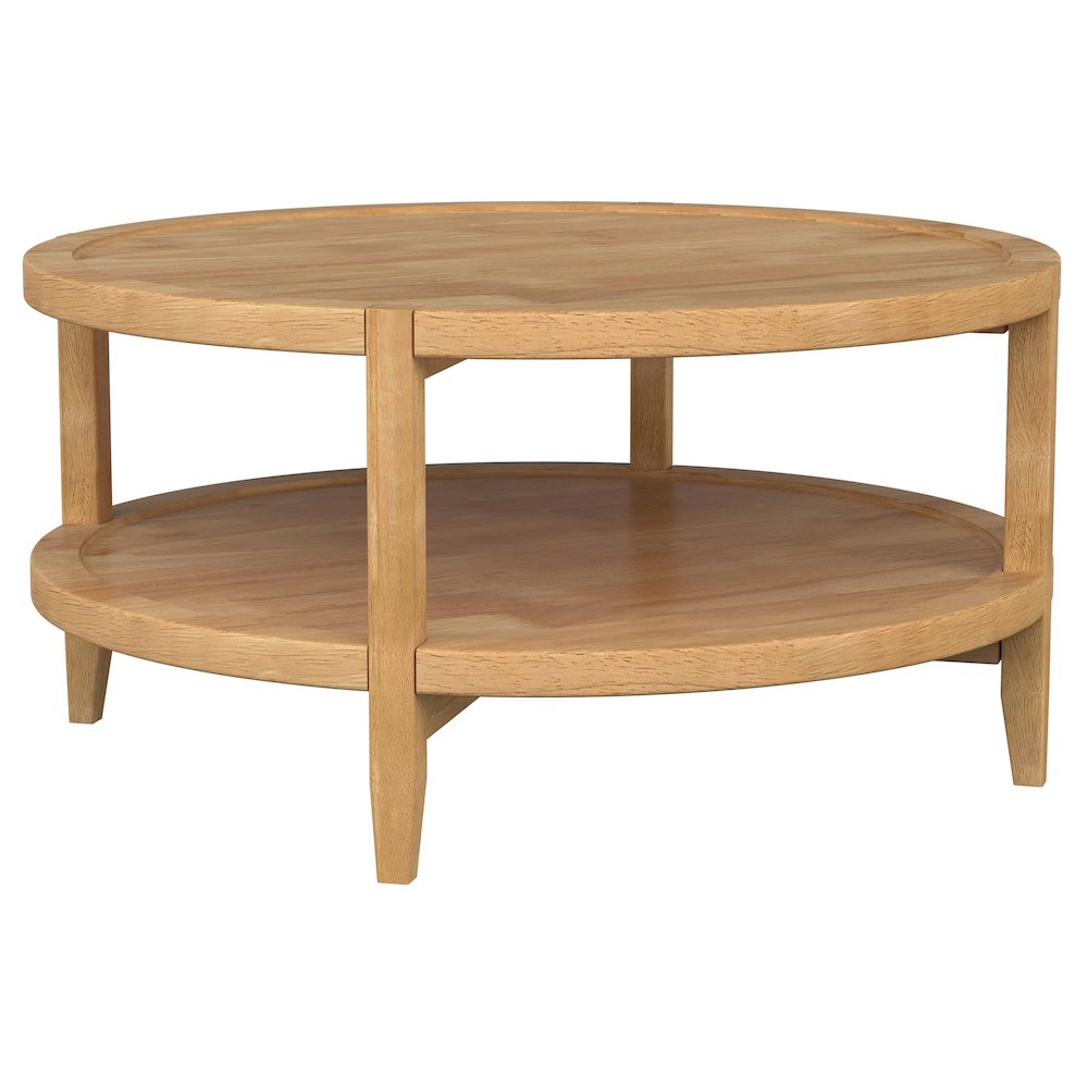 Camillo Round Solid Wood Coffee Table Maple Brown. Picture 3