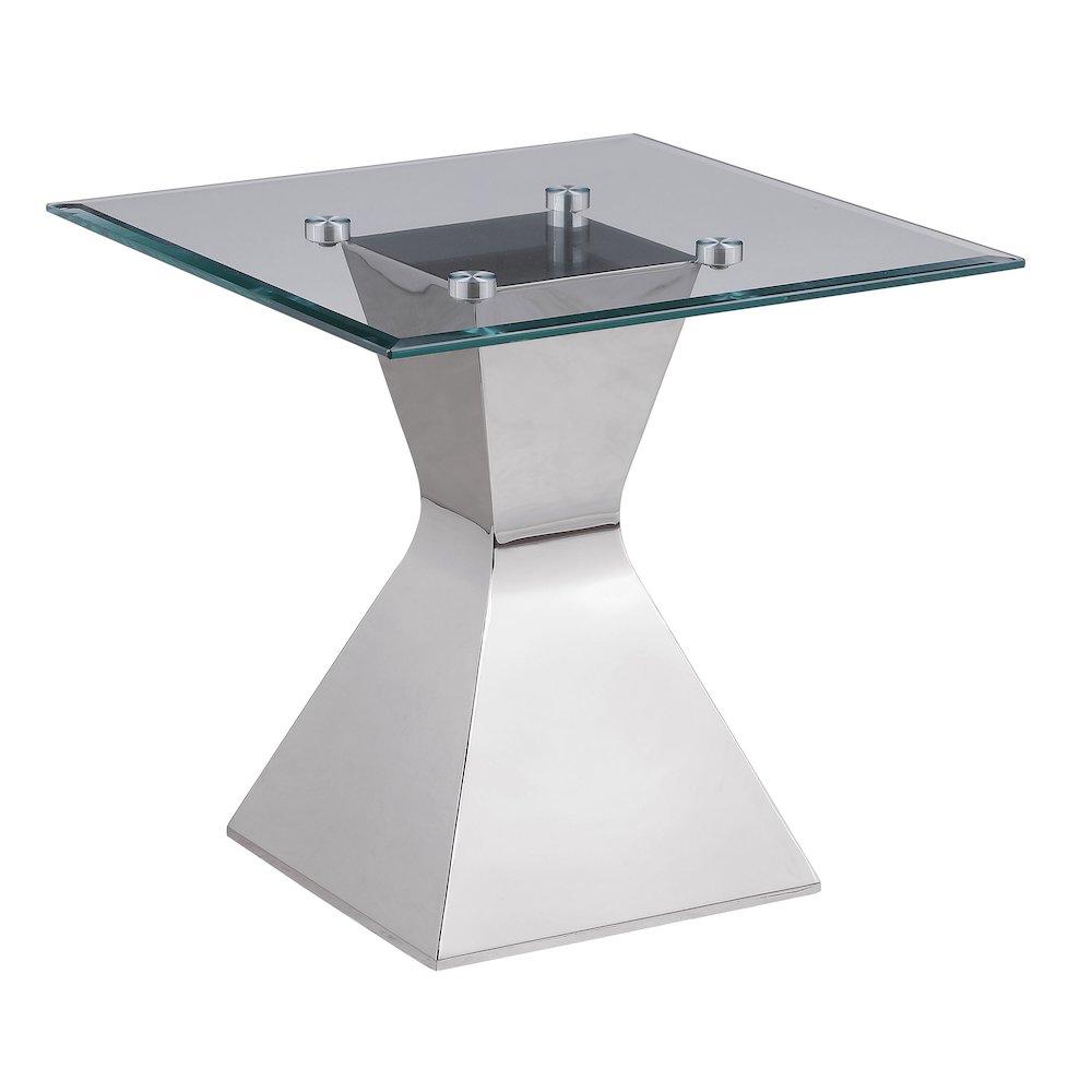 Jenny Glass Top Stainless Steel Side End Table Chrome. Picture 2