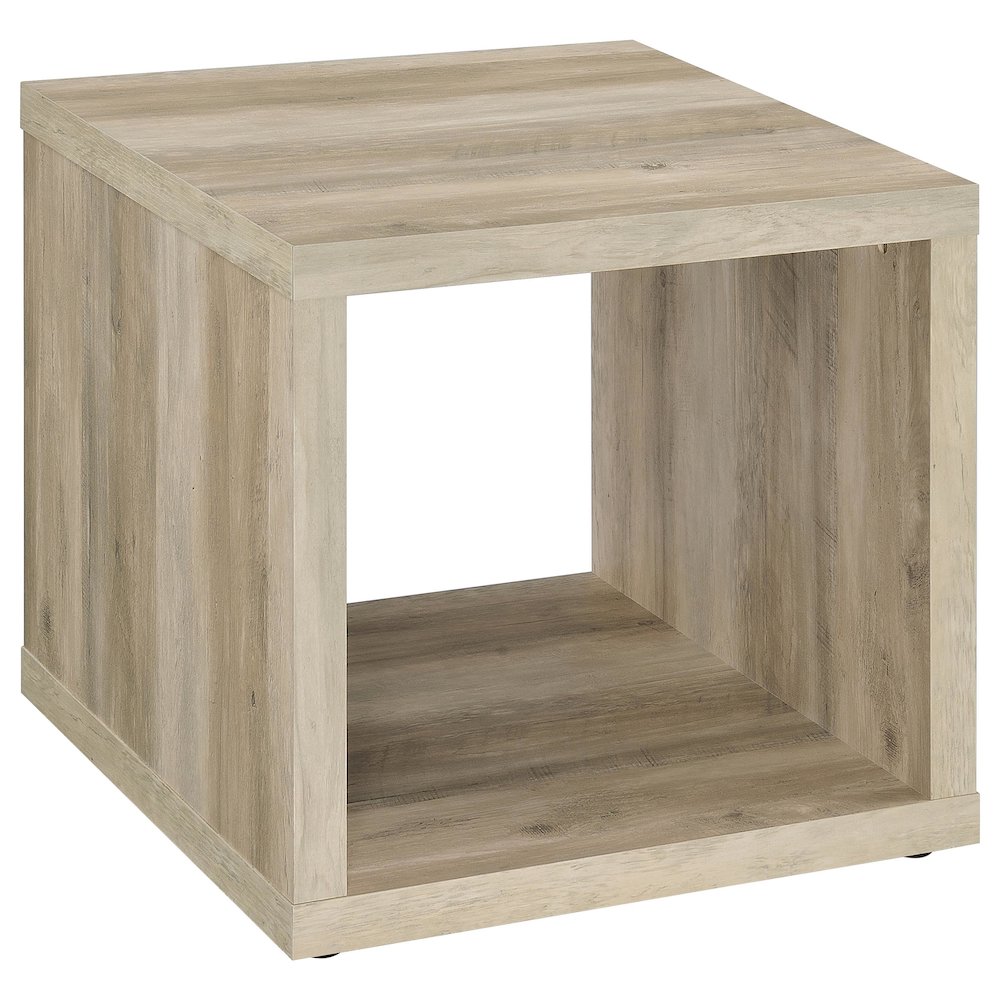 Frisco Square Engineered Wood Side End Table Distressed Pine. Picture 2