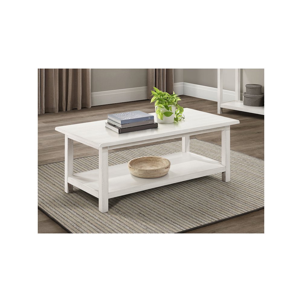 Payne Wood Coffee Table with Shelf White. Picture 7