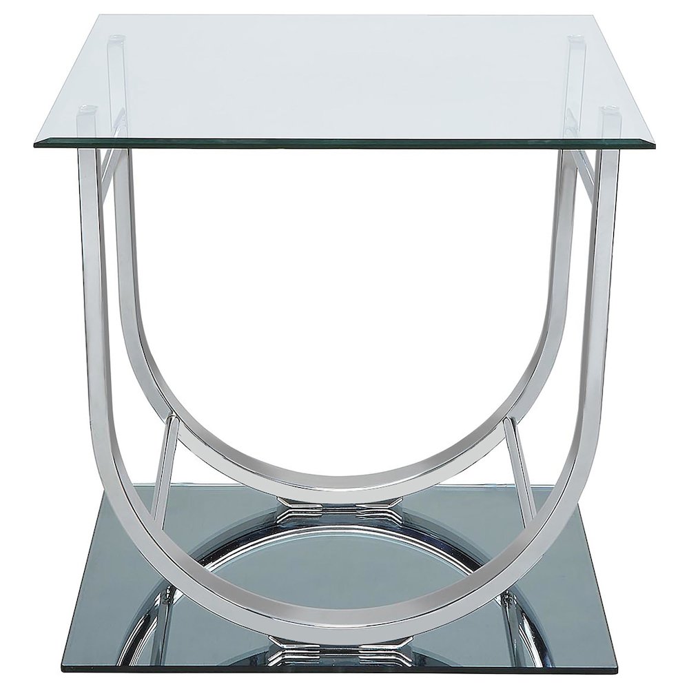 Danville 3-piece Glass Top Coffee and End Table Set Chrome. Picture 5