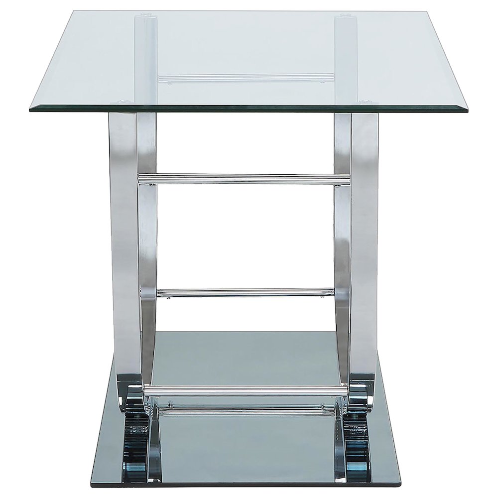 Danville 3-piece Glass Top Coffee and End Table Set Chrome. Picture 6
