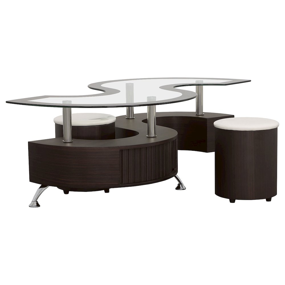 Buckley 3-piece Coffee Table and Stools Set Cappuccino. Picture 2