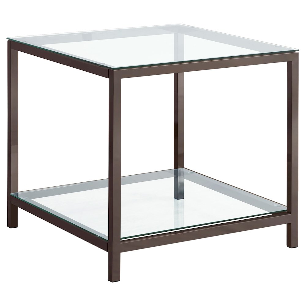 Trini 1-shelf Glass Top Side End Table Black Nickel. Picture 2