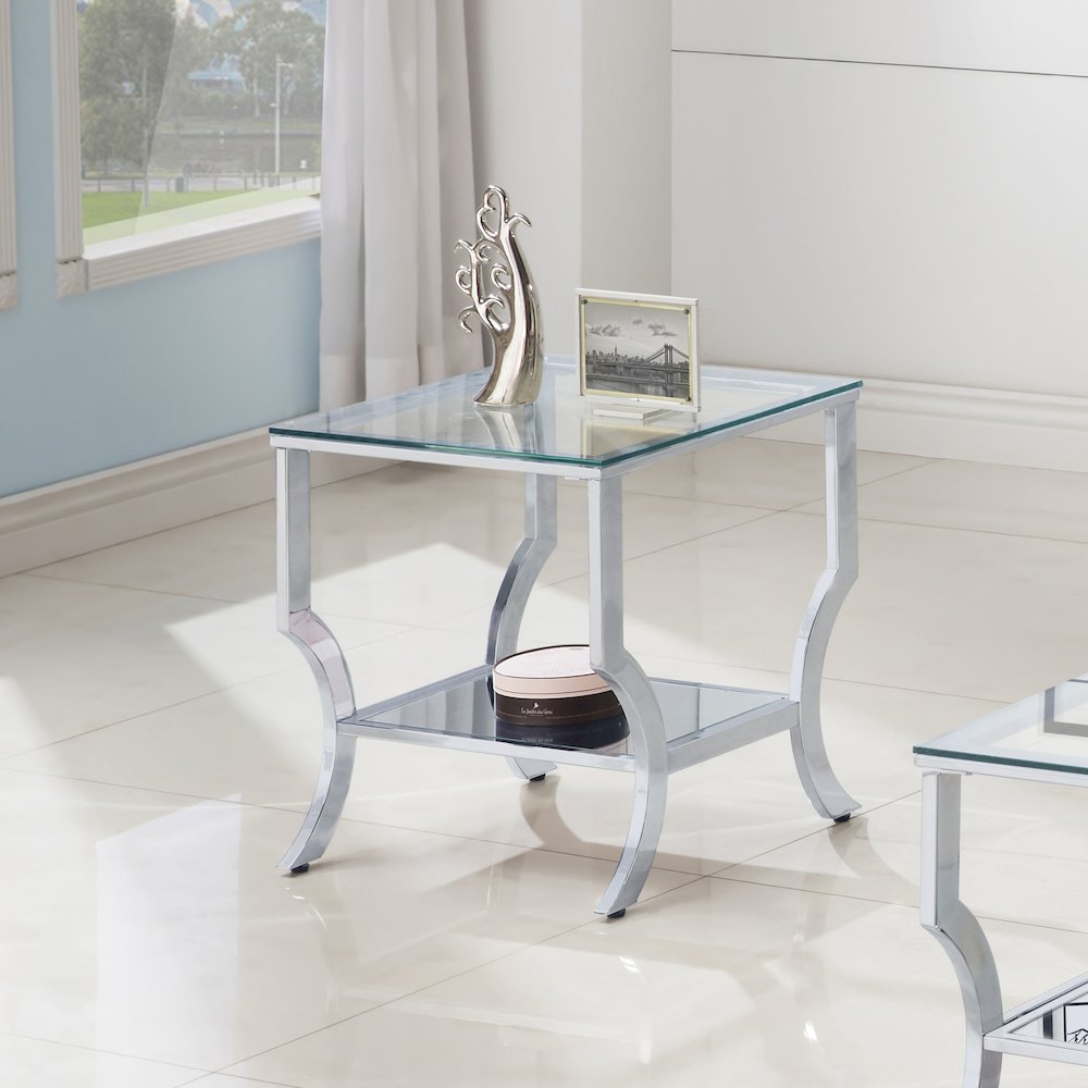 Saide Square Glass Top Side End Table Chrome. Picture 7