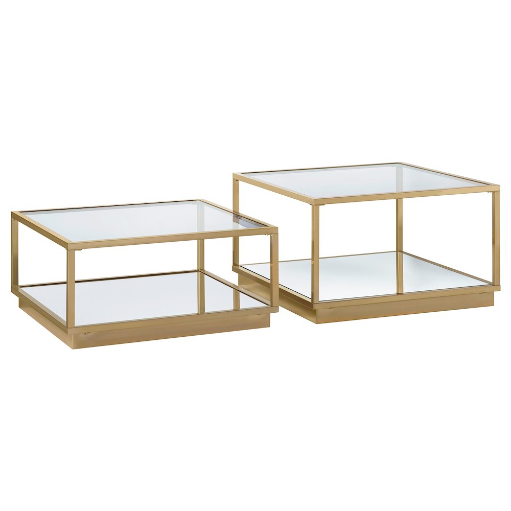 Renee 2-piece Square Coffee Table Set Rose Brass. Picture 2