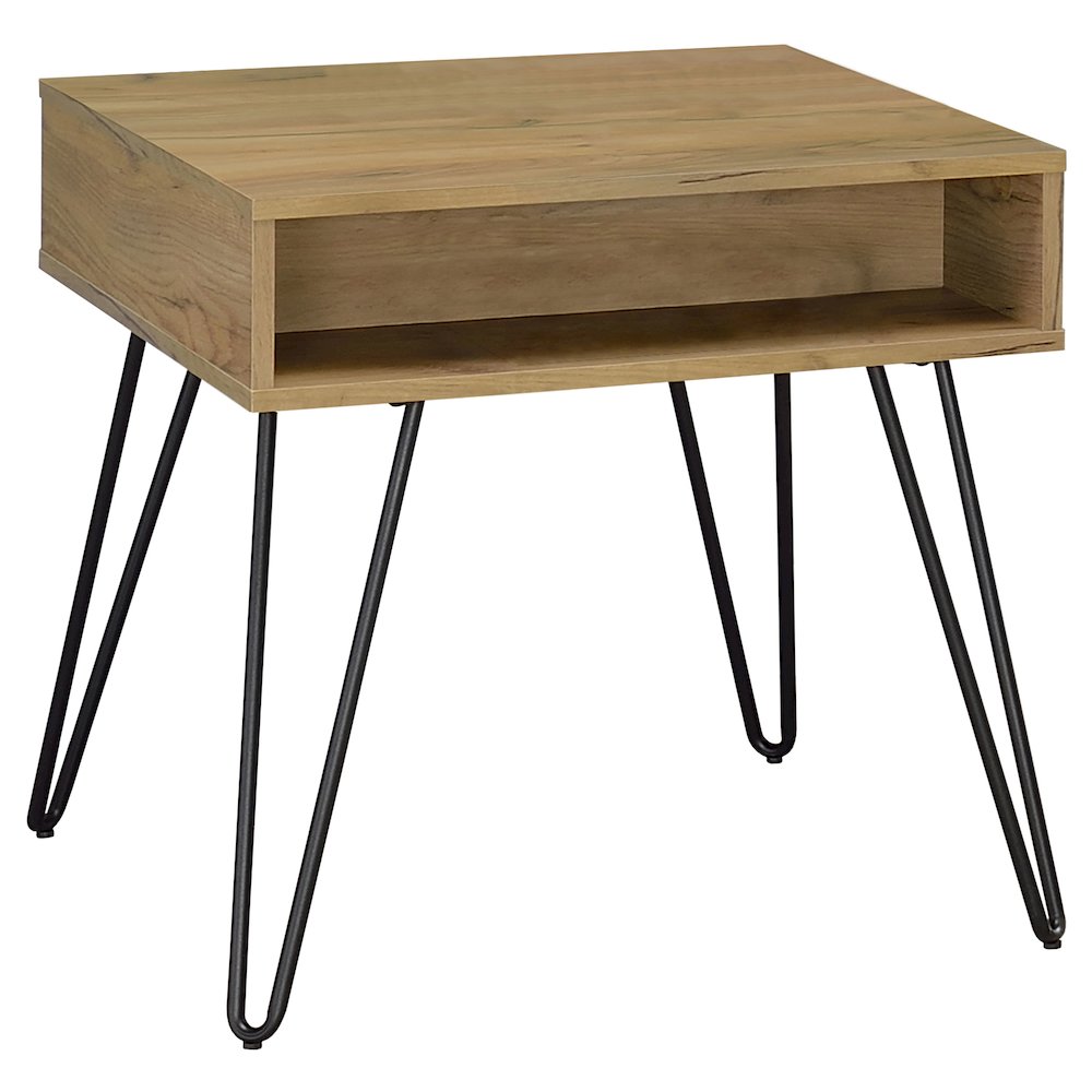 Fanning Engineered Wood Side End Table Golden Oak. Picture 2